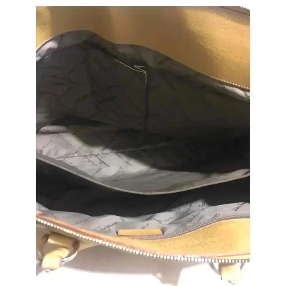 Salvatore Ferragamo yellow/ beige leather satchel handbag